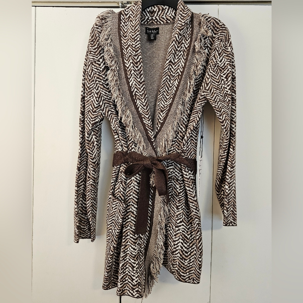 Nicole Miller Brown, Cream & White Patterned Sweater